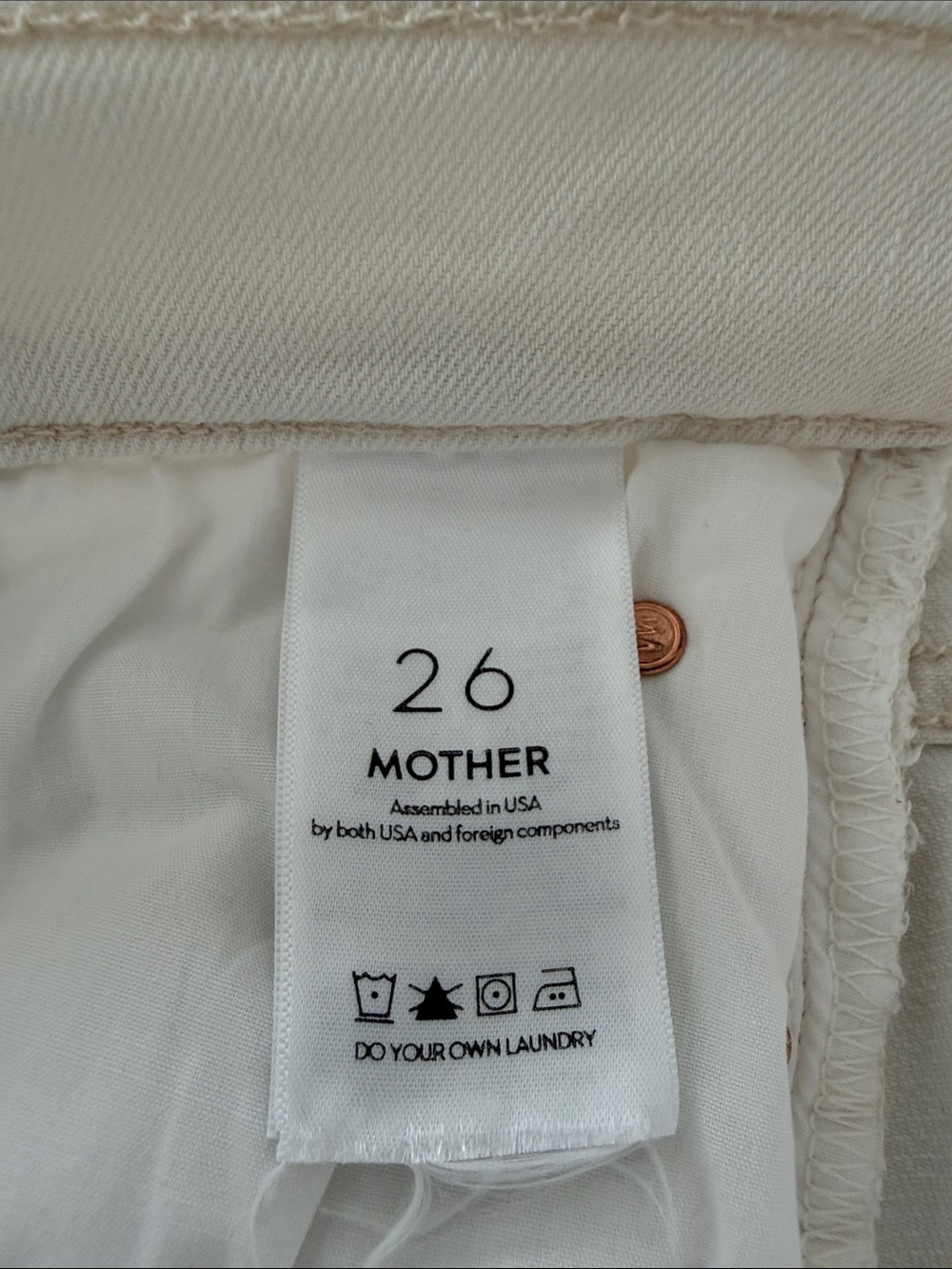 MOTHER The Rascal Ankle Snippet in Whipping the Cream Jeans Size 26 Fray Hem USA - Picture 6 of 8